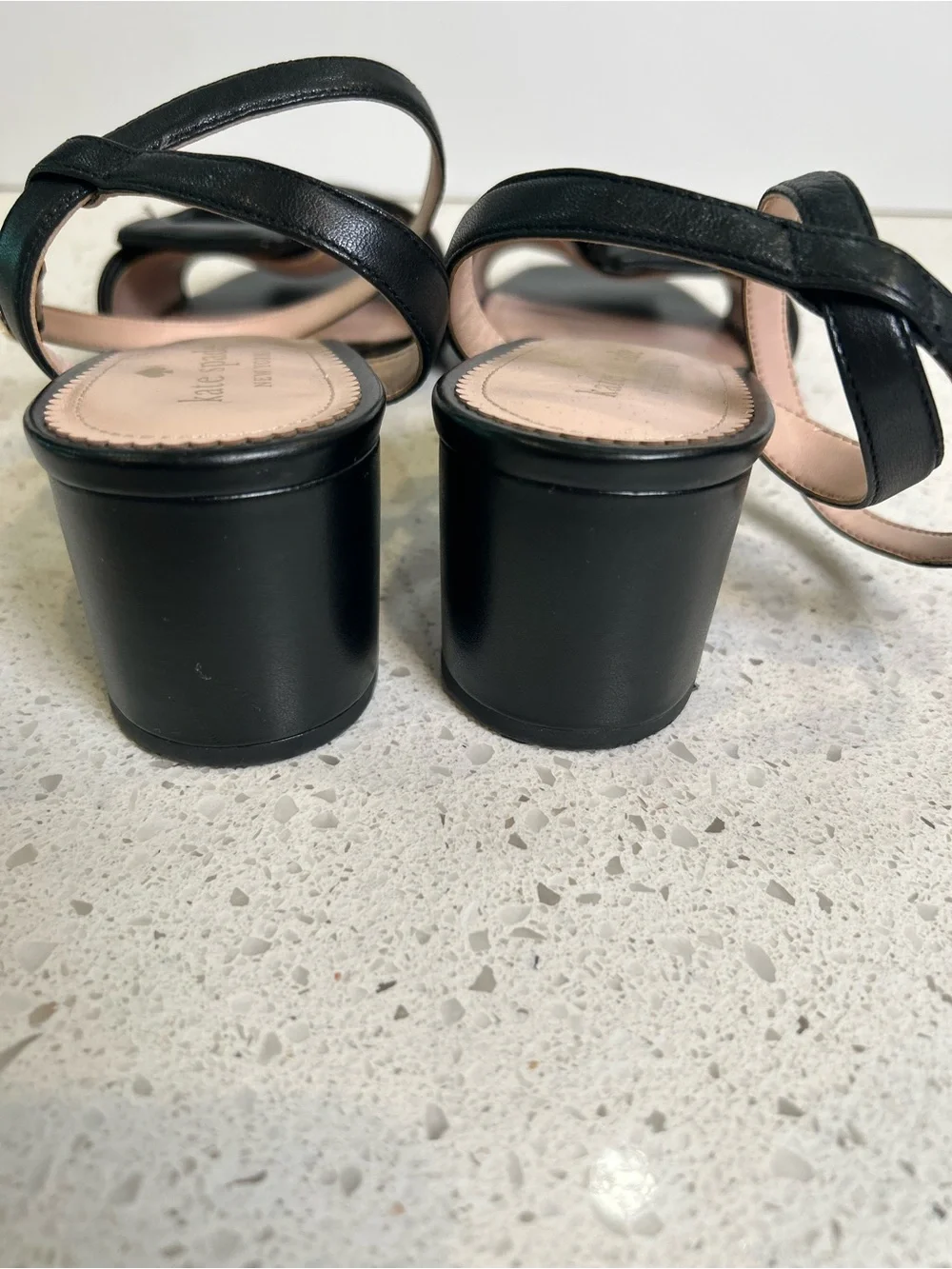 kate spade Black Camille Leather Bow Ankle-Strap Sandals Size 11